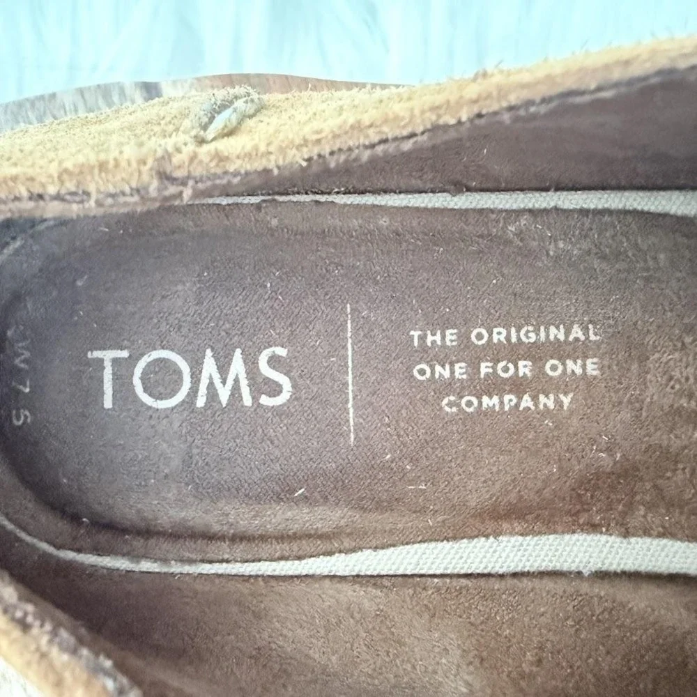 TOMS Deia Tan Suede Slip On Ankle Booties Womens 7.5 Low Stacked Heel 10014594